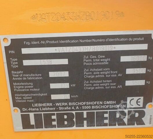 Radlader LIEBHERR L 538 kein Partikelfilter, kein Adblue -Top