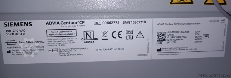 Immunologischer Analysator Siemens ADVIA SIEMENS ADVIA Centaur CP