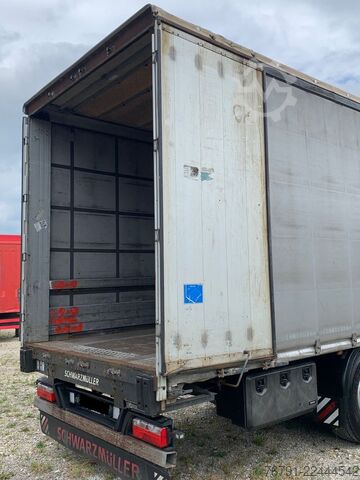 Open semitrailer with tarp SCHWARZMÜLLER Standard_ SAF_ LASI Code XL_ 1. Hand_Reifen 80%