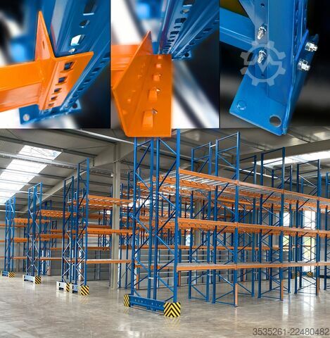 Sheet metal rack 10x13,7 m lang, 5 m hoch, 10 Schutzecken 50 Rahmen, 240 Traversen (3300) 3,25 t
