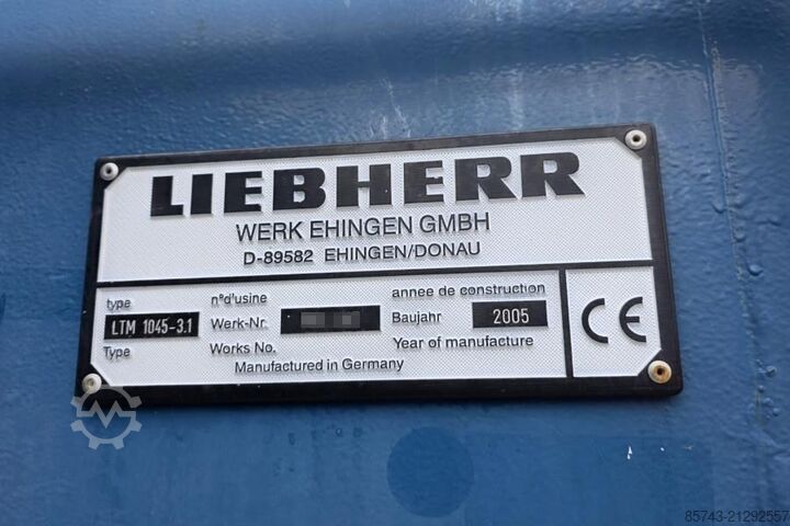All terrain crane Liebherr LTM1045-3.1 As-Is, Diesel, 6x4x6 Drive, 45t Capaci