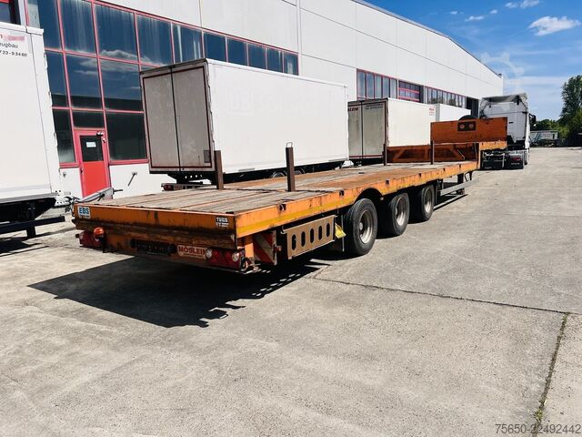 Low loader semitrailer Möslein STO 3 Schwebheim  3 Achs Satteltieflader Plato 45 t GGfür Fertigteile, Baumaschinen oder Container