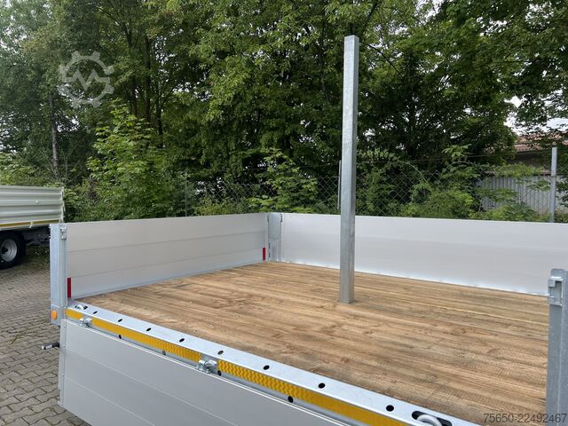 Open trailer Möslein THT 11- G 6,2  Tandem Pritsche- Tieflader mit Rungentaschen