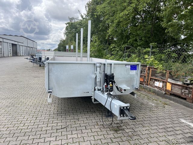 Open trailer Möslein THT 11- G 6,2  Tandem Pritsche- Tieflader mit Rungentaschen