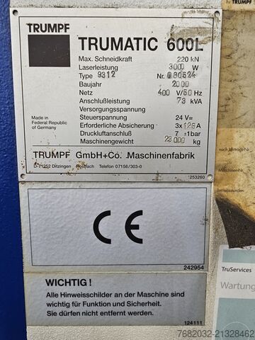 Laserschneidmaschine TRUMPF Trumatic  600L Großformat
