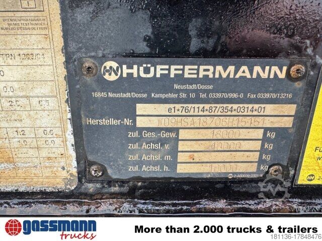 Roll off trailer Hüffermann HSA 18.70 Schlittenabroller