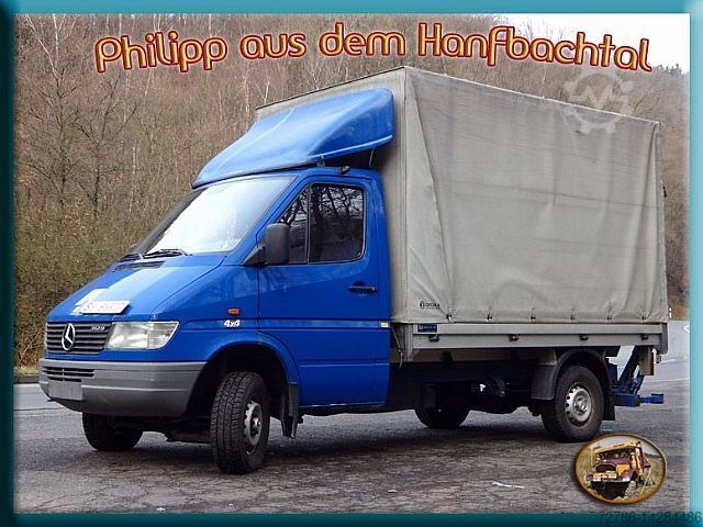 Flatbed + tarpaulin Mercedes-Benz Mercedes Sprinter 312D 4x4 Pritsche Hebebühne Army