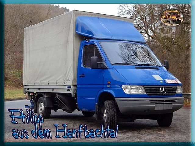 Flatbed + tarpaulin Mercedes-Benz Mercedes Sprinter 312D 4x4 Pritsche Hebebühne Army