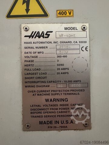Vertical machining center HAAS VF4-DHE
