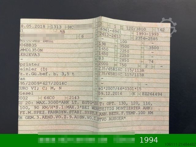 Kastenwagen hoch MERCEDES-BENZ Sprinter II 316 CDI MAXI/KLIMA/KAMERA