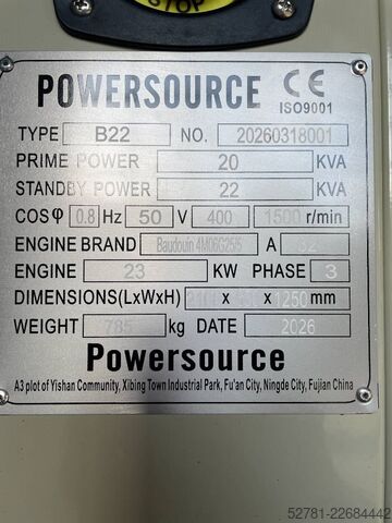 Generator set Baudouin 4M06G25/5 - 22 kVA Generator - DPX-19861