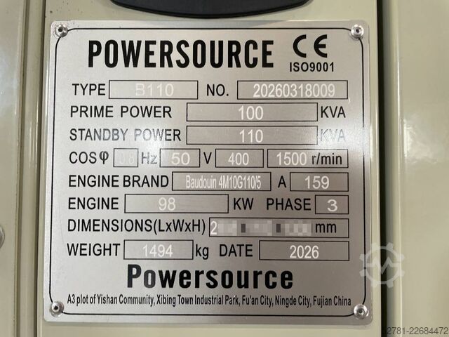 Generator set Baudouin 4M10G110/5 - 110 kVA Generator - DPX-19868
