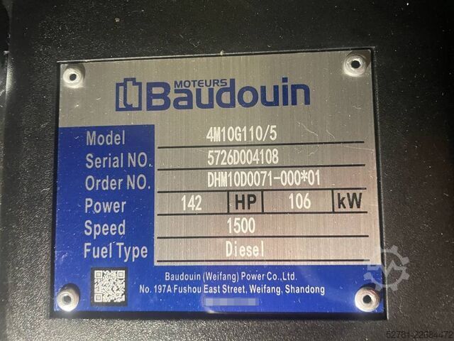 Generator set Baudouin 4M10G110/5 - 110 kVA Generator - DPX-19868