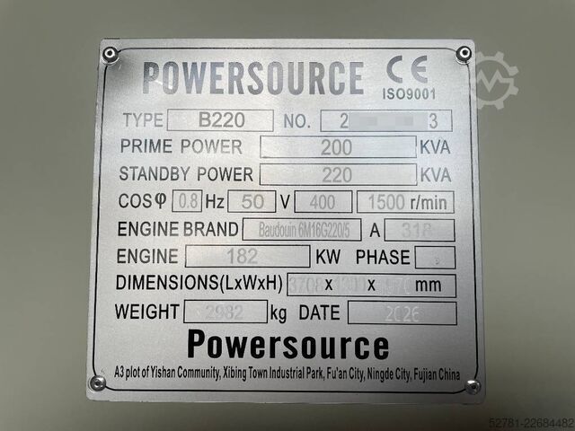 Generator set Baudouin 6M16G220/5 - 220 kVA Generator - DPX-19871
