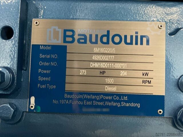 Generator set Baudouin 6M16G220/5 - 220 kVA Generator - DPX-19871