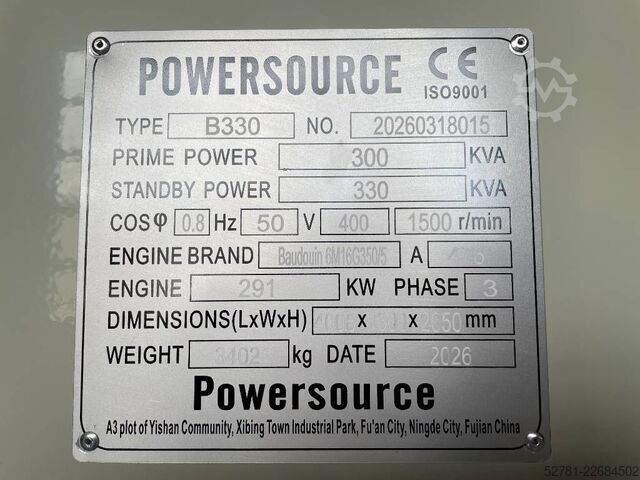 Generator set Baudouin 6M16G350/5 - 330 kVA Generator - DPX-19874