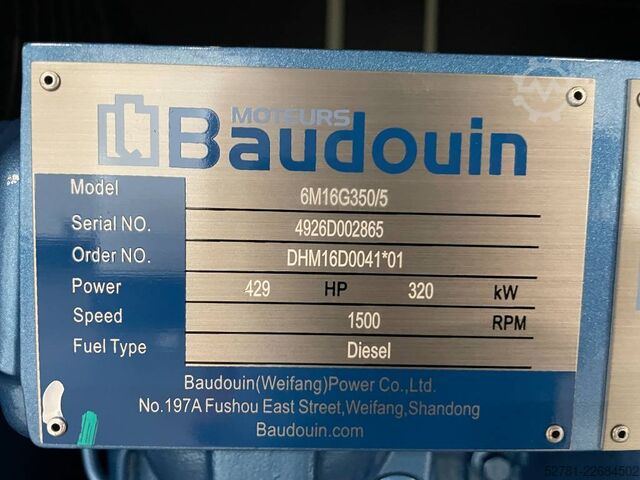 Generator set Baudouin 6M16G350/5 - 330 kVA Generator - DPX-19874