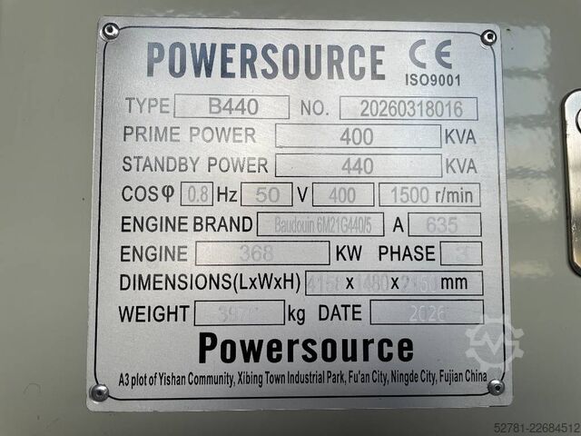 Generator set Baudouin 6M21G440/5 - 440 kVA Generator - DPX-19876