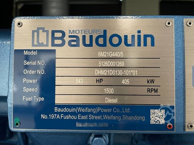 Generator set Baudouin 6M21G440/5 - 440 kVA Generator - DPX-19876