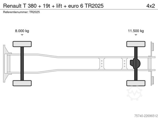 Koffer Renault T 380 + 19t + lift + euro 6