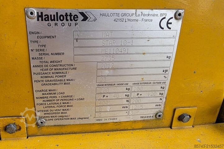 Scherenhebebühne Haulotte STAR 10 Electric, 10m Working Height, 3m Reach, 20