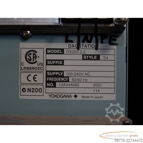 Komponente  Yokagawa  DX220-3-2  DAQSTATION , Style S4 SN:12A344686