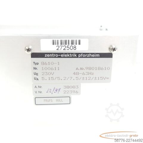Component Zentro-Elektrik zentro-elektrik 8610-1 Power Supply SN:100611