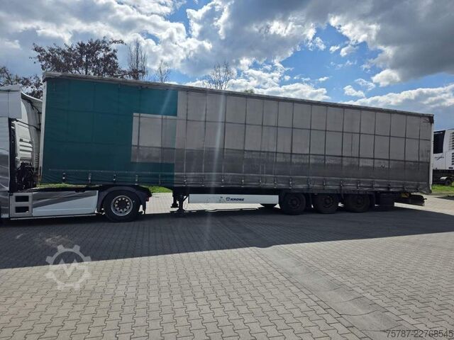 Open semitrailer with tarp KRONE Gardine Lowliner, Joloda-Schienen, Hubdach