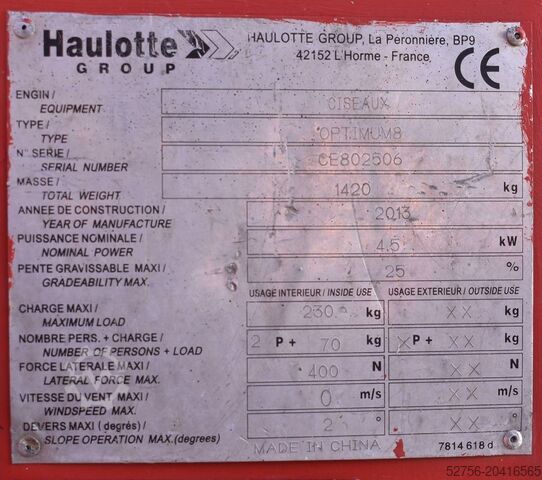 Scherenhebebühne Haulotte Optimum  8