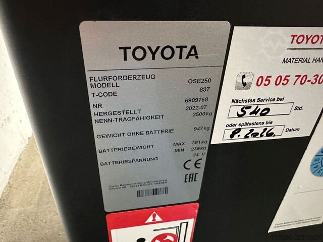 Niederhubkommissionierer Toyota OSE 250 - 91 Stunden !!!!
