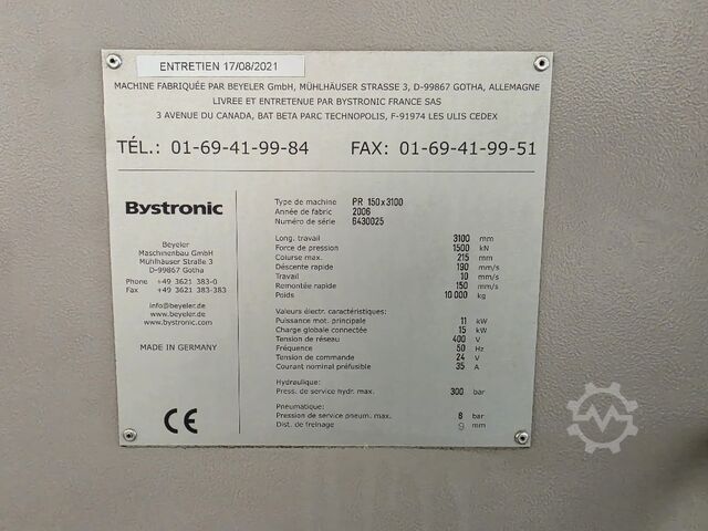 Press brake Bystronic PR 150x3100