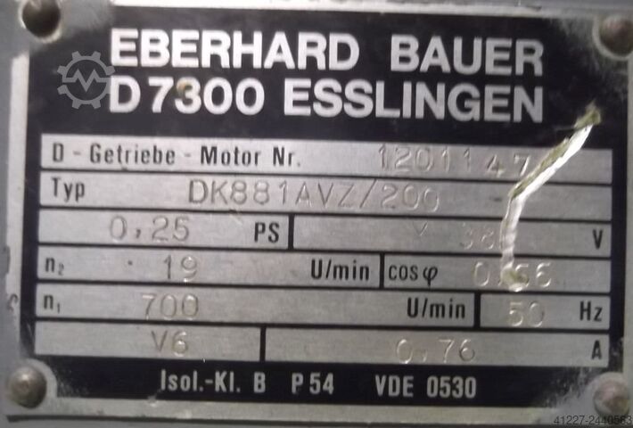 Gear motor 0.18 kW 19 rpm Bauer DK 881AVZ/200
