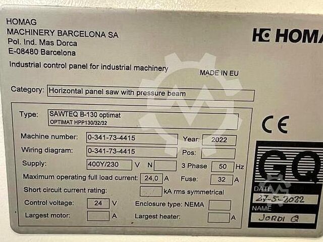 Panel dividing saws Homag Sawteq B-130 2022 Homag Sawteq B-130