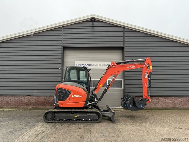 Kubota U56-5 mini excavator NEW incl. CW10 quick coupler + 3 buckets KUBOTA U56-5 minigraver NIEUW incl CW10 + 3 bakken