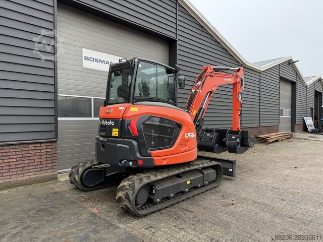 Kubota U56-5 mini excavator NEW incl. CW10 quick coupler + 3 buckets KUBOTA U56-5 minigraver NIEUW incl CW10 + 3 bakken