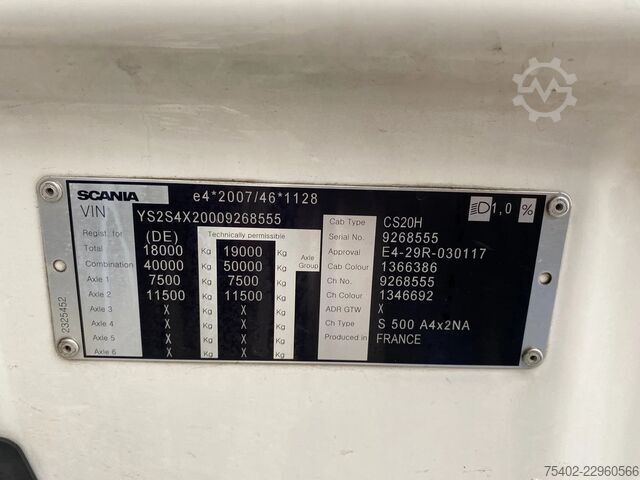 Standard tractor Scania S500 NGS / Damaged / Retarder / 2x Tank