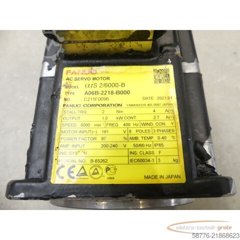 Control unit Fanuc A06B-2218-B000 AC Servomotor SN: C211F0096 mit Pulsecoder A860-2050-T321