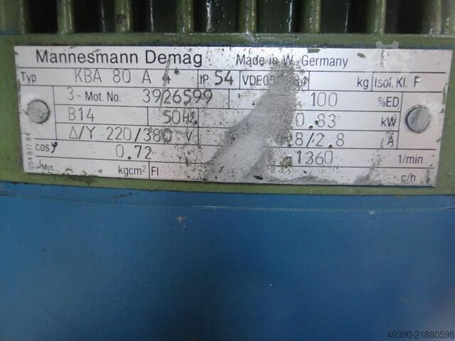 2-stage electric motor, thrust relay gear motor, Demag motor, travel drive DEMAG KBA 125 B + KBA 80 A - FG 08B-B3-23-H1-F1