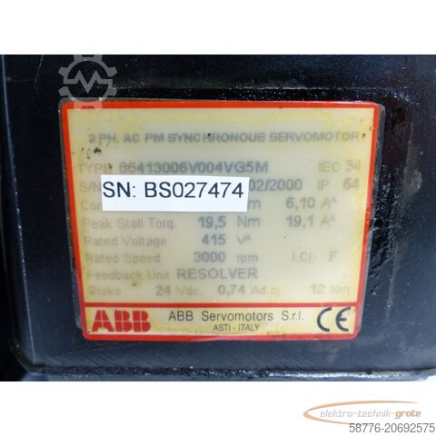 Control unit ABB 86413006V004VG5M Synchronservomotor SN: BS027474