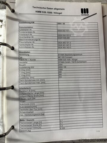 CNC vertical machining center STAMA MC 526