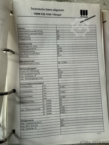 CNC vertical machining center STAMA MC 526