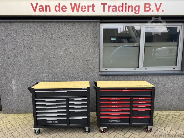 Werkzeugkiste / Toolbox Wepro Tools mit 10 Schubladen, gefüllt, neu auf Lager, rot oder grau  XXL