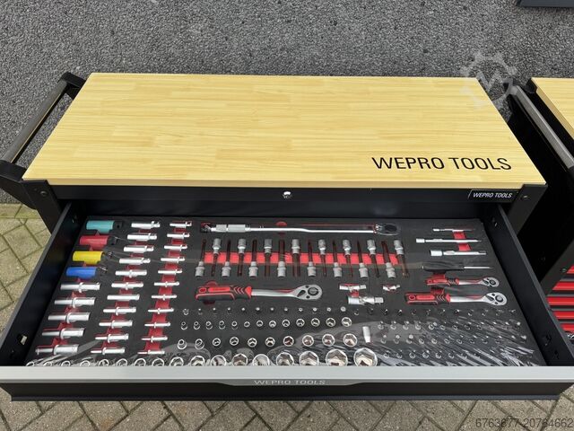 Werkzeugkiste / Toolbox Wepro Tools mit 10 Schubladen, gefüllt, neu auf Lager, rot oder grau XXL