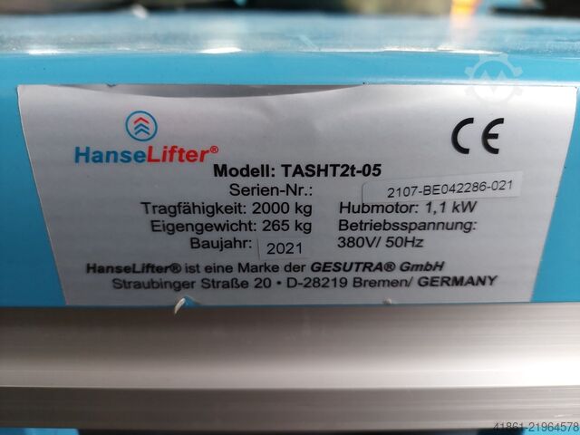 Hydraulic scissor lift table HANSE LIFTER TASHT