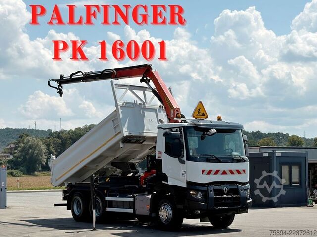 Truck mounted crane RENAULT C 380* KIPPER 5,20 m* KRAN/FUNK * 6x4 * TOP