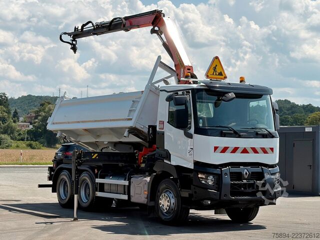 Truck mounted crane RENAULT C 380* KIPPER 5,20 m* KRAN/FUNK * 6x4 * TOP