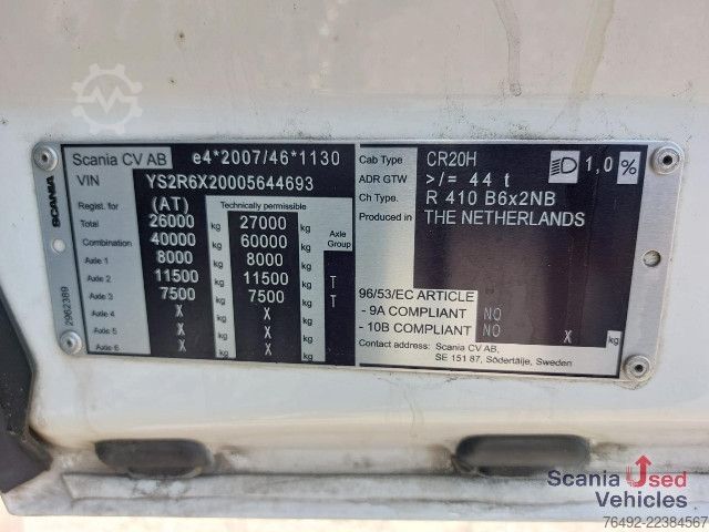 Refrigerated truck Scania R 410 B6x2NB Tiefkühlkoffer TK SLXi300 Ladebordwa