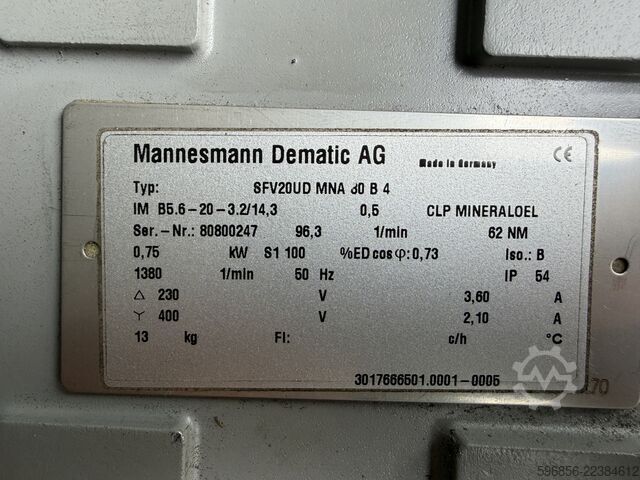  Mannesmann Dematic SFV20UD MNA 80 B4 0,75 kW 62 Nm 230/400 V Mannesmann Dematic SFV20UD MNA 80 B4 0,75 kW 62 Nm 230/400 V