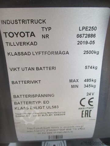 Pallet truck TOYOTA LPE 250