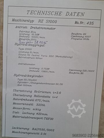 Shredding shaft Maschinenfabrik Lindner RZ S1000